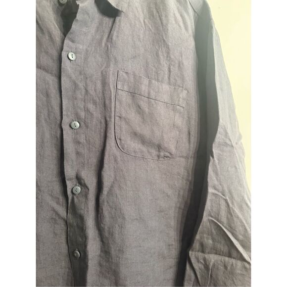 Parachute Charcoal Gray Linen Collared Long Sleeve Button Up Shirt Size Medium - Picture 5 of 5